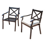 Outdoor Dining Chair Set With Water Resistant Cushions - Black / Ivory