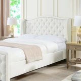 Fontana - Handcrafted Wingback Upholstered Platform Bed Frame