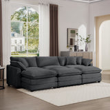 Modern Oversized Modular Cushion Sofa With Ottoman, Low Back, Deep Seating Sofa Set