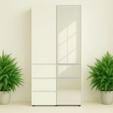 Elise - Slim Modular Wood Closet Cabinet With Mirror In Durable Melamine Construction - White