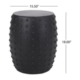 Outdoor End Table With Outstanding Studded Design - Matte Black
