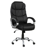 Upholstered Office Chair, Adjustable Height Swivel Chair - Black