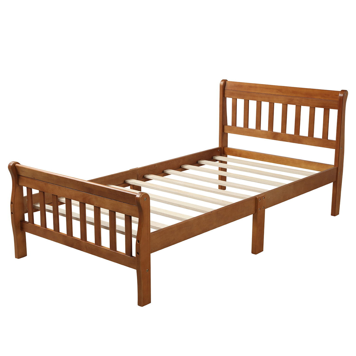 Platform Bed, Mattress Foundation Sleigh Bed With Headboard, Footboard, Slat Support