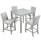 5 Piece Counter Height Table Set, Square Table And 4 Upholstered Chairs