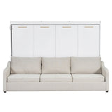 Murphy Cabinet Bed With Folding Sofa, Built In Storage Shelves And LED Light