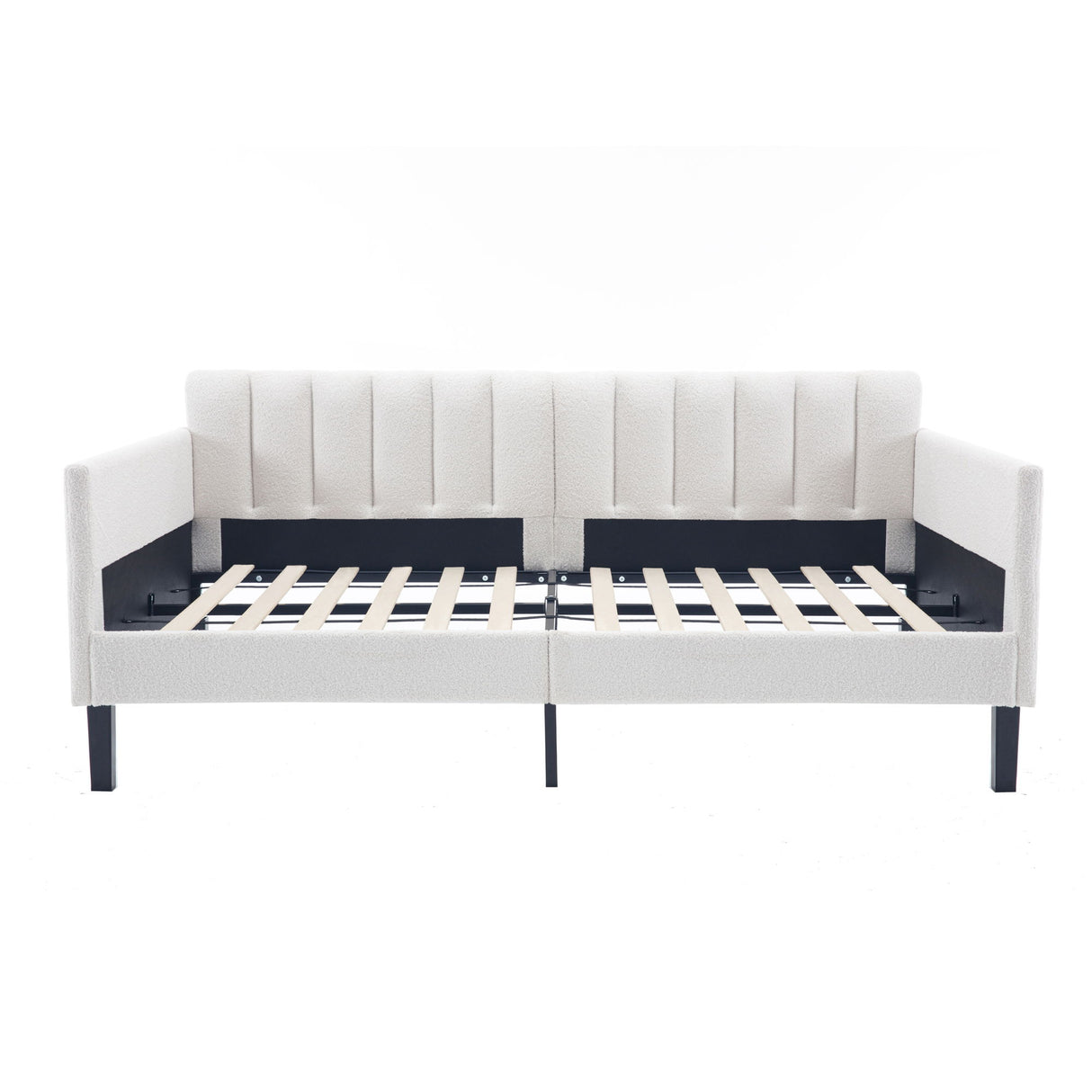 Elena - Boucle Upholstered Daybed, Ribbed Tufted Backrest