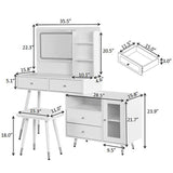 Modern Makeup Vanity Desk With Mirror And Lights Retractable Design Engineered Wood - Black