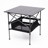 Folding Outdoor Table With Carrying Bag, Lightweight Aluminum Roll-Up Square Table For Indoor, Outdoor Camping, Picnics, Beach, Backyard, Bbq, Party, Patio - Black