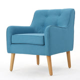 Modern Arm Chair With Tufted Back And Wooden Legs