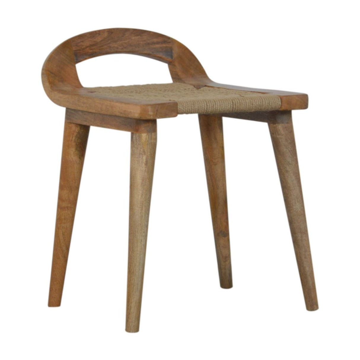 Woven Raised Back Stool - Oak