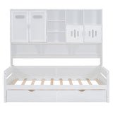 Daybed With All-In-One Cabinet And Shelf