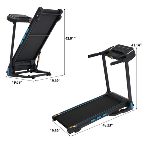 3.5Hp Hydraulic System Auto Foldable Treadmill With Incline, Heart Rate Sensors, Type C & USB Charge, Bluetooth Speaker - Black