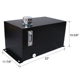 Heavy Duty Hydraulic Fluid Tank 10 Gal Steel Reservoir With Strainer, Gauge & Breather Cap For Tractors & Trucks - Black