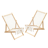 Bamboo Weaving Chair Set With Handwoven Rope For Patio And Living Spaces - Natural