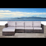 Wide Hand Patio Sectional With Cushions - Brown