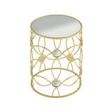 Modern Side Table With Mirror Top And Metal Frame - Gold / Clear