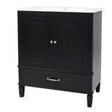 Vintage Style Bathroom Vanity With Sink, Multi Functional Storage, Soft-Closing Door