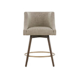Swivel Counter Stool With Antique Bronze Detailing - Beige Multi