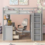 Loft Bed With Drawers, Desk, And Wardrobe