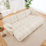 Sofa Set With Ottoman And Pillows, Textured, High Resilience Cushions