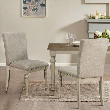 Fiona - Upholstered Dining Chair With Turned Legs (Set of 2) - Light Gray