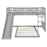 Twin Over Twin Classic Bunk Bed With Slide And Ladder - Gray