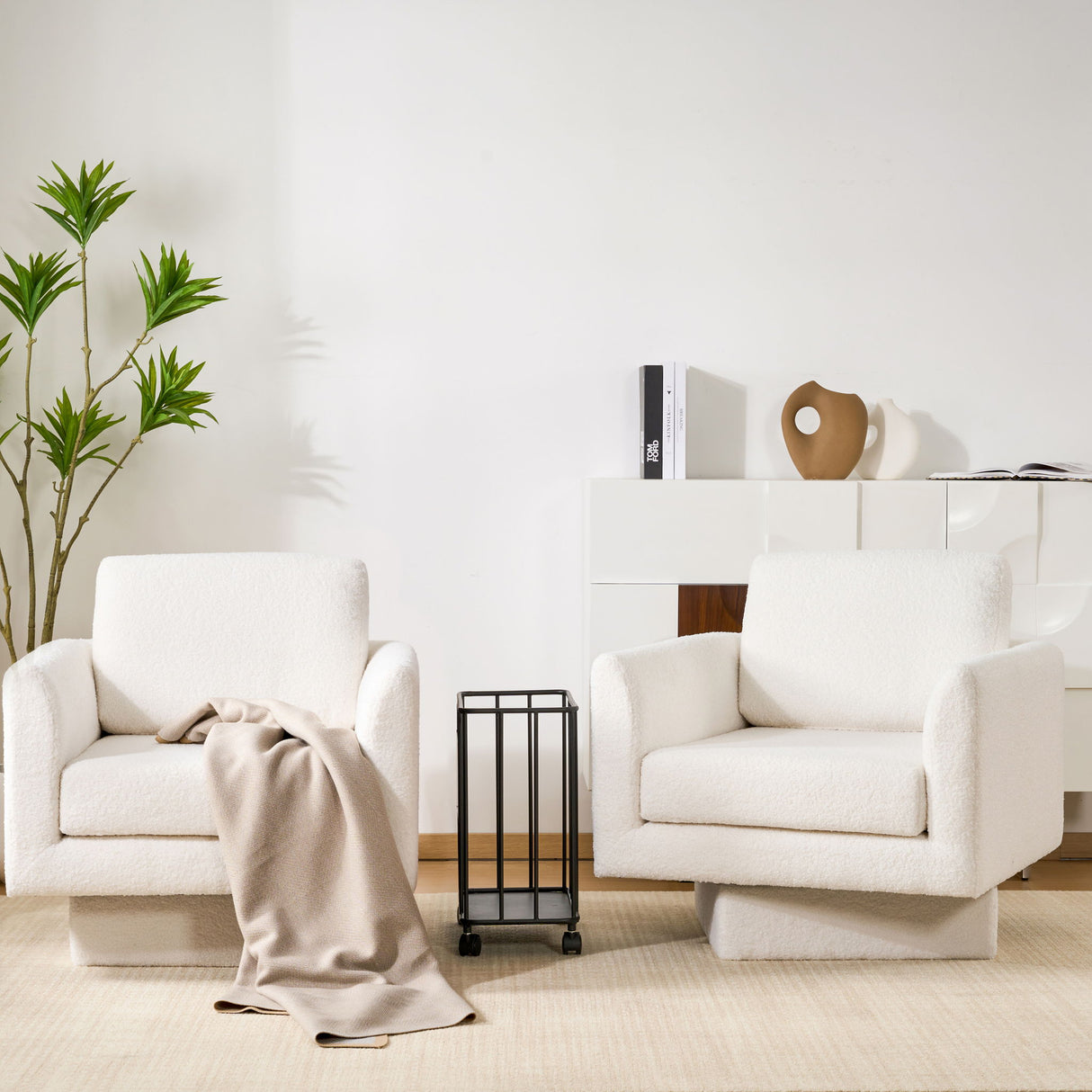 360° Modern Swivel Accent Chair Round Armchair, Thick Padded Single Lounge Sofa Upholstered Comfy