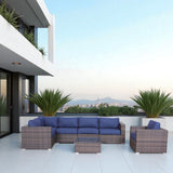 Wicker Seating Group Set With Table And Cushions