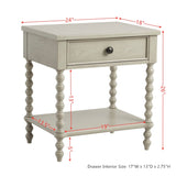 Traditional Durable Nightstand Table With Drawer And Shelf