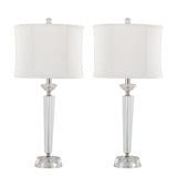 Diamond - Torch Contemporary Crystal Table Lamp (Set of 2) - Clear / Off White / Polished Nickel