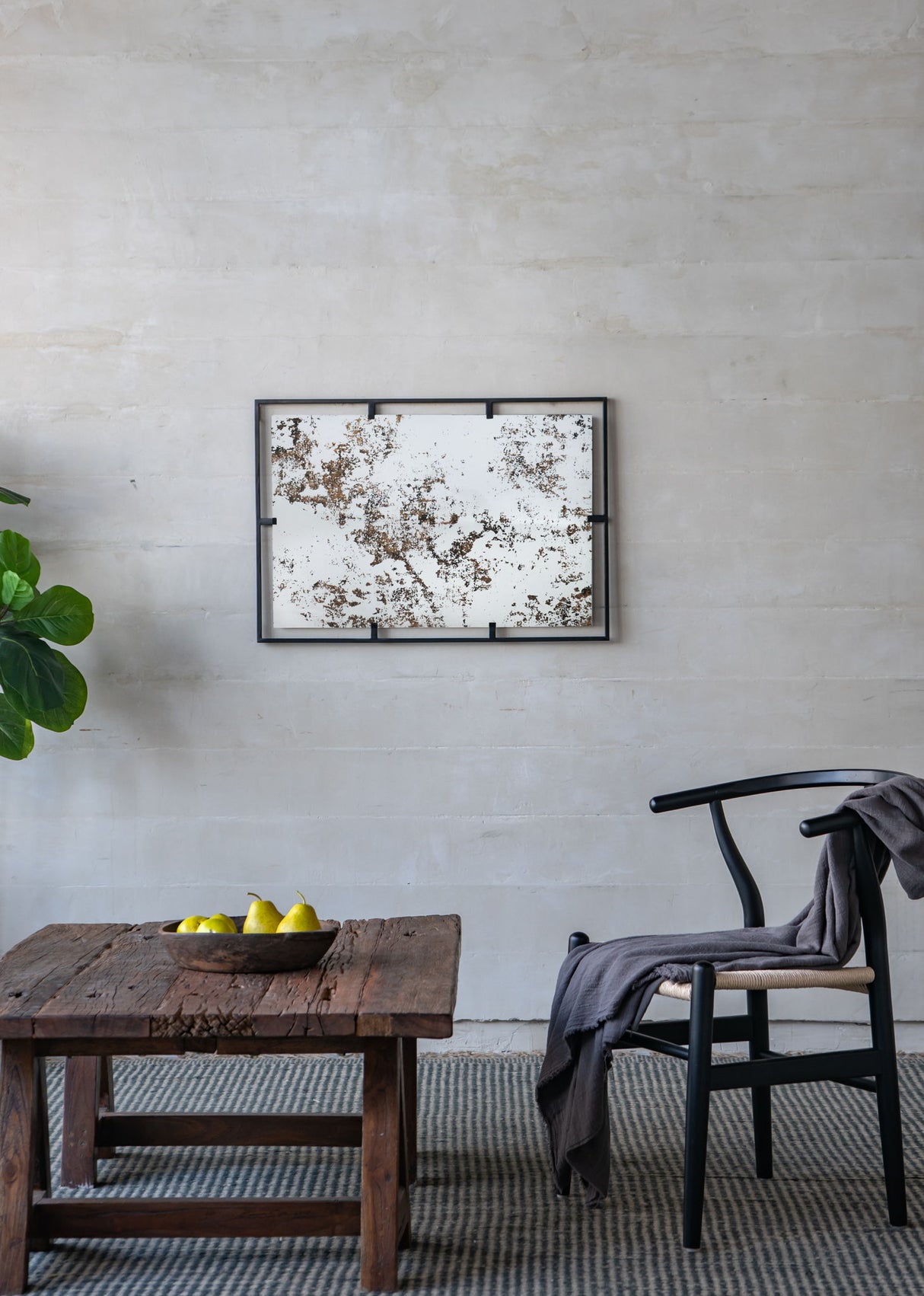 Rectangle Antiqued Wall Mirror Wall Mirror With Metal Frame, Home Wall Decor, Bedroom Living Room Entryway Wall Accent - Black