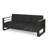 Giovanna - 3 Seater Sofa With Aluminum Frame And Water Repellence Cushions - Black