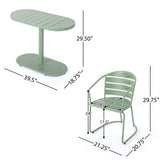 3 Piece Elegant Outdoor Bistro Set With 2 Chairs And Oval Table