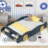 Race Car Shaped Platform Bed With Wheels And Storage