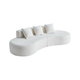 Curved Boneless Couch, Half Moon Sofa, 5 Seat Couch With High Density Foam Filled For Living Room - White