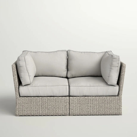 Modern Patio Wicker Loveseat With Cushions