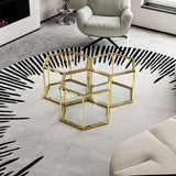 Modern Coffee Table With Double Layer Tempered Glass And Polygonal Design
