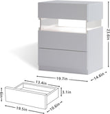 LED Nightstands, 3 Drawer For Bedroom