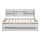 Captain Bed With Built In Bookshelves, 3 Storage Drawers, And Trundle