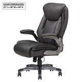 Bonded Leather Upholstered Office Chair With Adjustable Height And Armrest - Gray