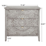 3 Drawer Cabinet, American Furniture, Suitable For Bedroom, Living Room - Light Gray