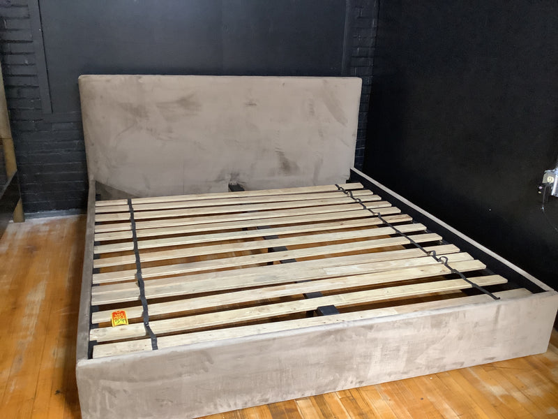 Brown velvet king bed