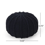 Bordeaux - Knitted Cotton Round Pouf Ottoman And Floor Cushion