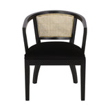 Elegant Dining Chair With Cane Web Backrests And Velvet Upholstery
