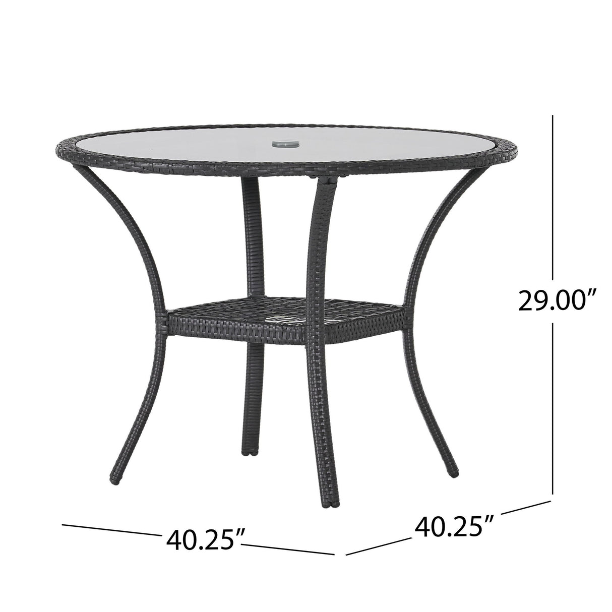 Bistro Table With Iron Frame And Glass Top - Gray