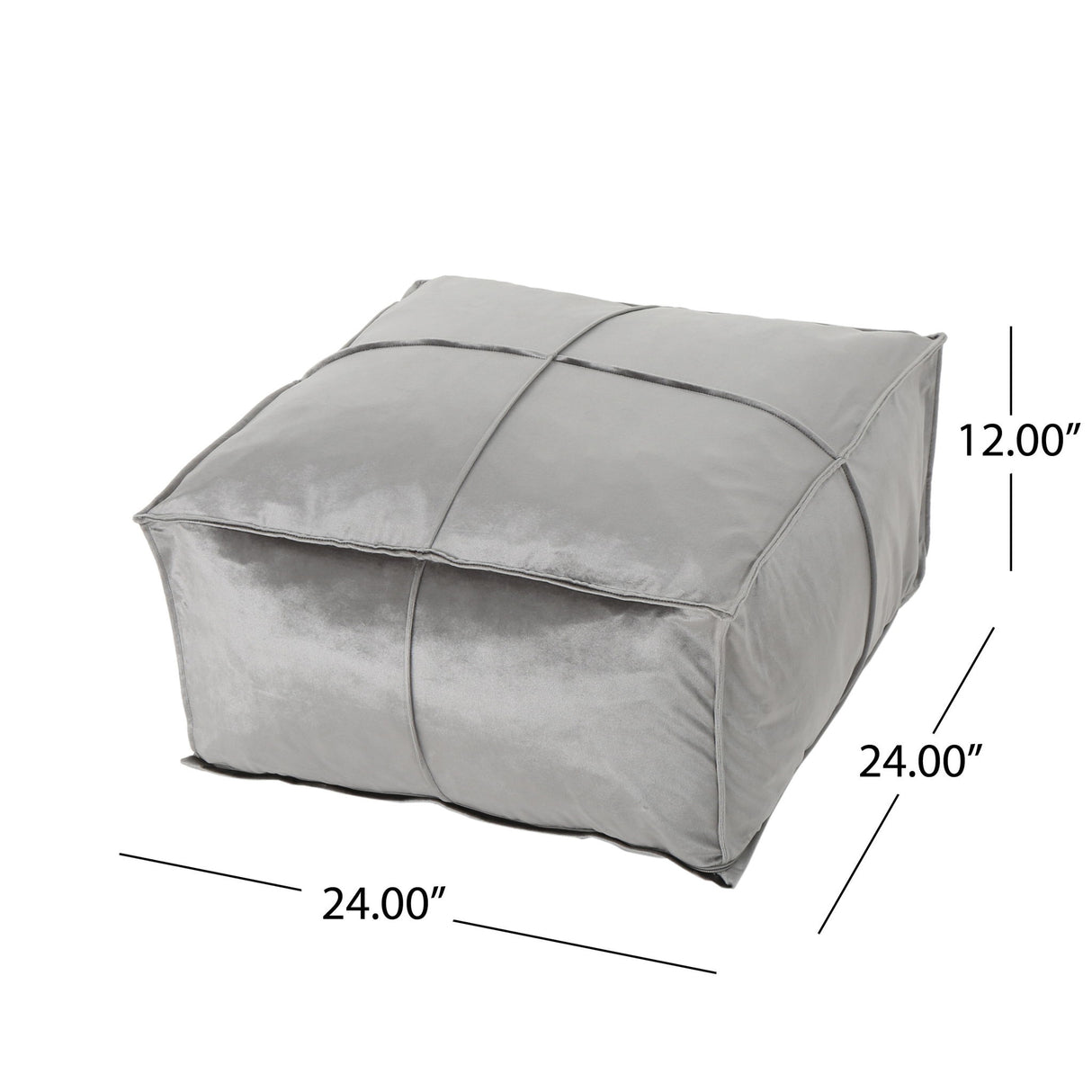 Nati - Square Pouf Ottoman And Floor Cushion - Smoke