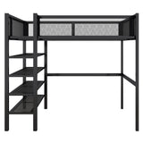 Loft Bed With 4 Tier Shelves And Storage