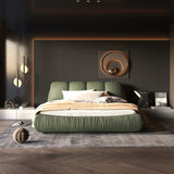 Luxury Upholstered Platform Bed With Oversized Padded Backrest And Solid Wood Frame