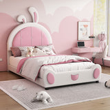 Upholstered Platform Bed With Rabbit Shaped Headboard