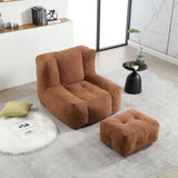 Modern Indoor Fluffy Bean Bag Chair With Memory Foam And Ottoman, Super Soft